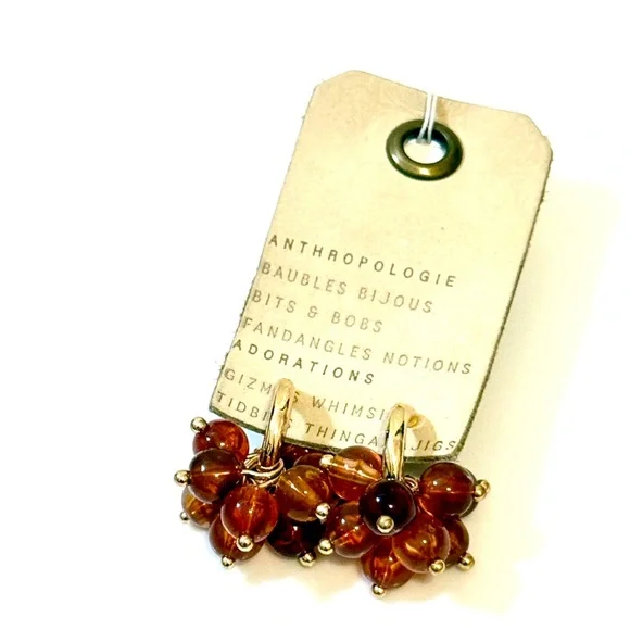 Anthropologie Amber Cluster Hoop Earrings - Picture 2 of 5